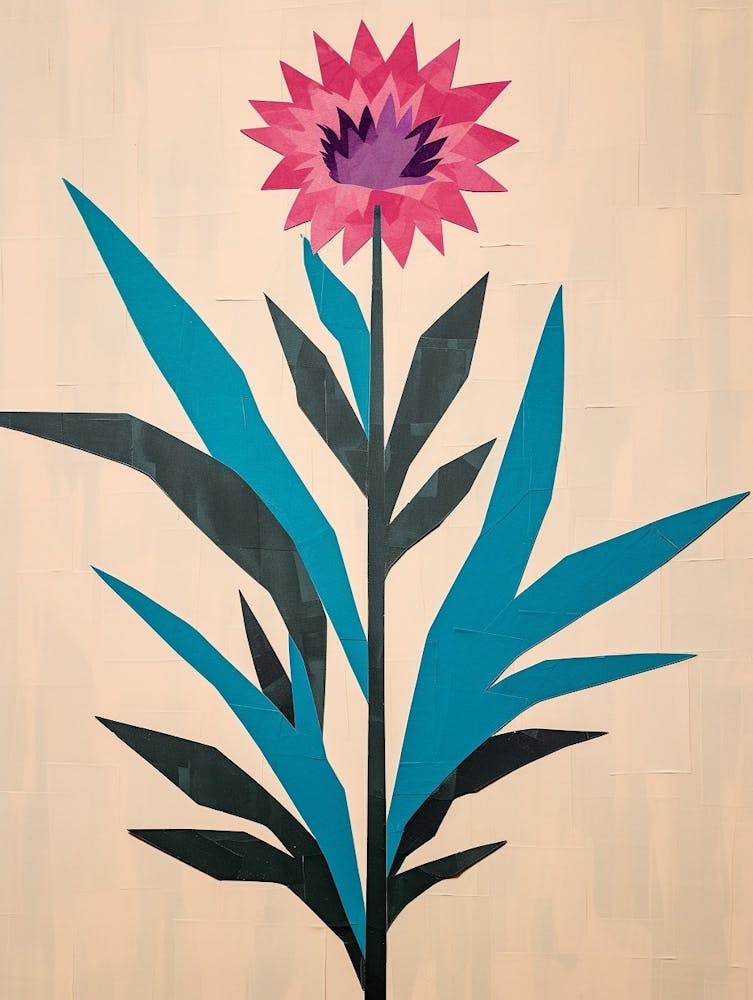 Scherenschnitt-Stil Blumenkunst Kornblume 2