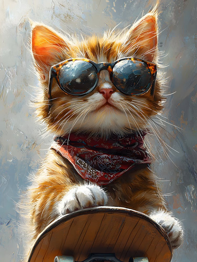 Cat On Skateboard