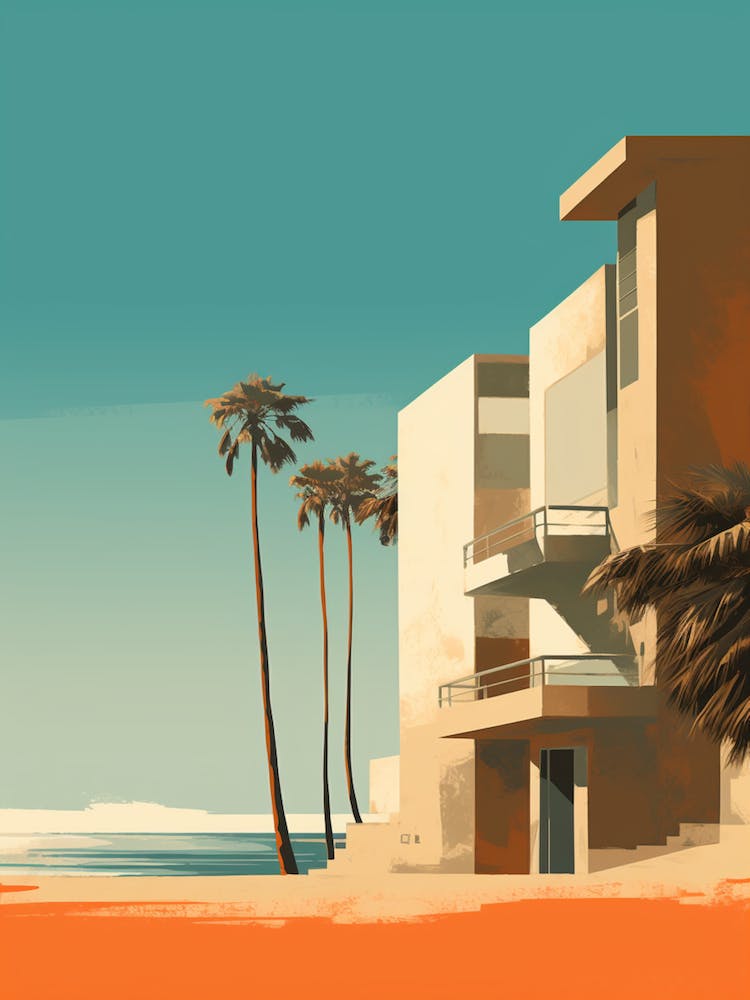 Ocean Beach San Diego California Mediterranean Style Illustration 2