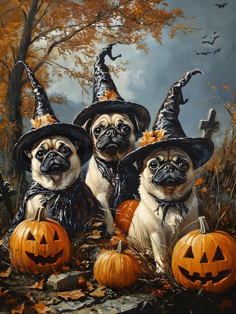 Halloween Pugs In Oil 7