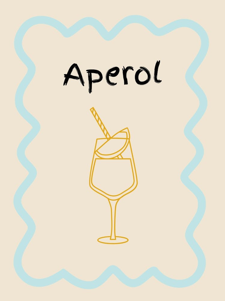 Aperol Doodle Poster Teal & Orange