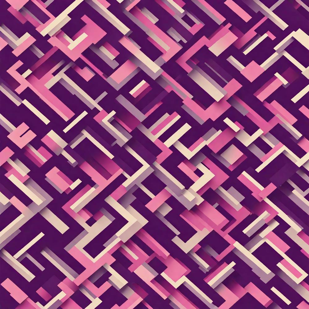 A Pattern Featuring Abstract Geometric Shapes With Edges Rustic Purple And Pink, Flat Art, 105