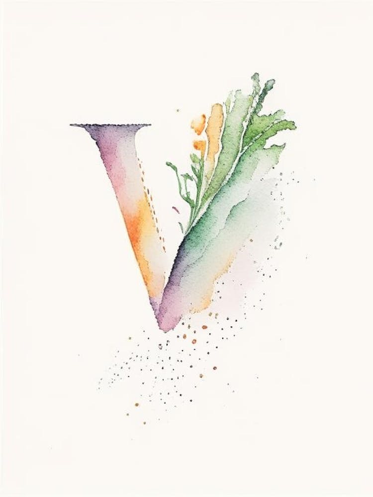 V, Letter, Alphabet Minimalist Watercolour 7