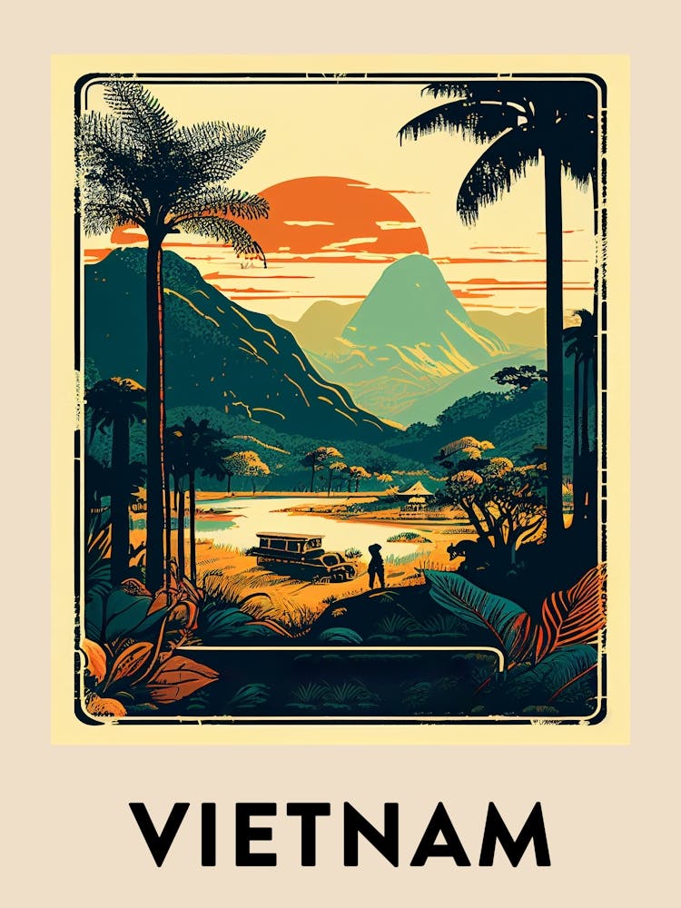 Vietnam Vintage Travel Poster