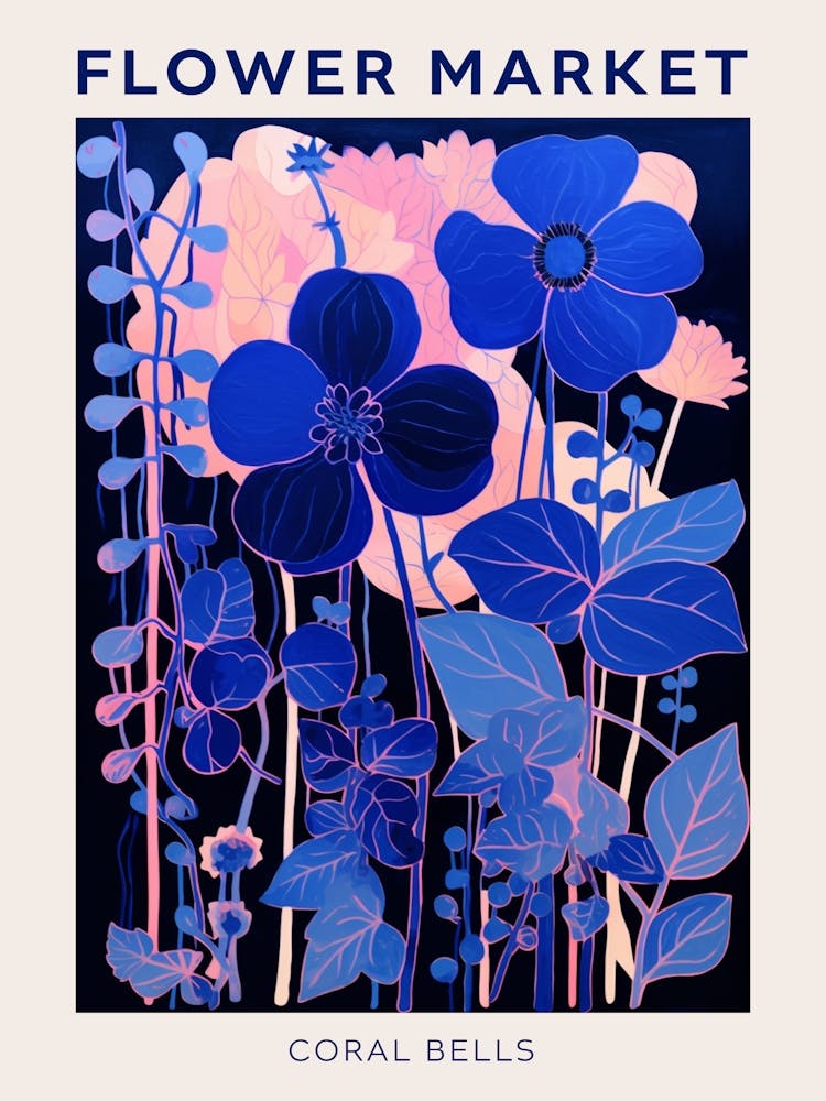 Blue Flower Market Poster Coral Bells