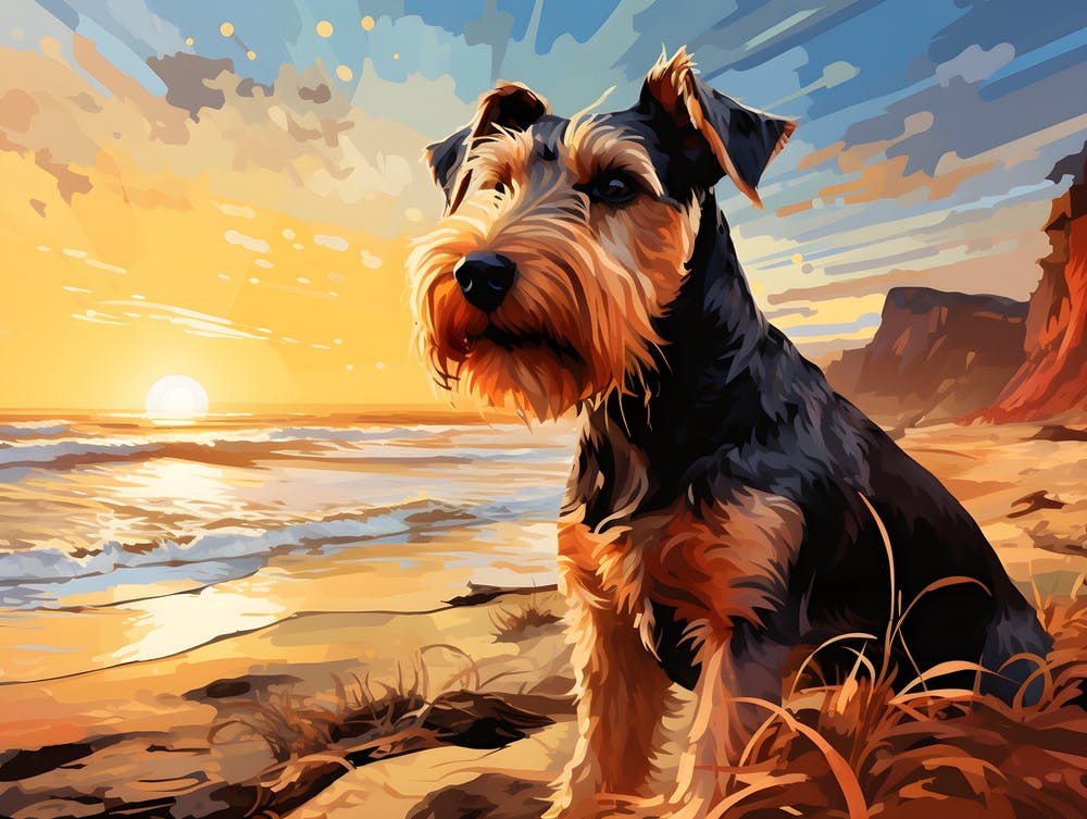 Terrier at Sunset on the Beach