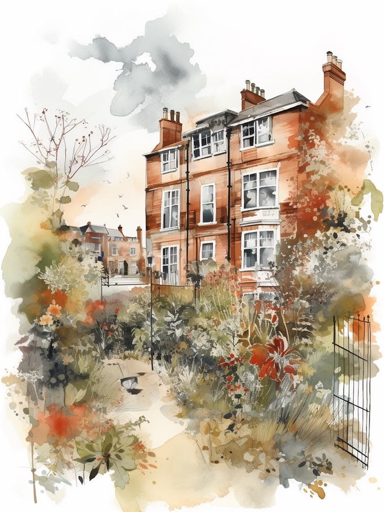 London Fields London Neighborhood, Watercolour 4
