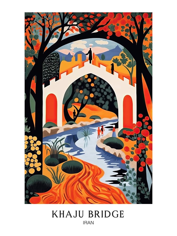 Khaju Bridge Iran Colourful 2 Travel Poster