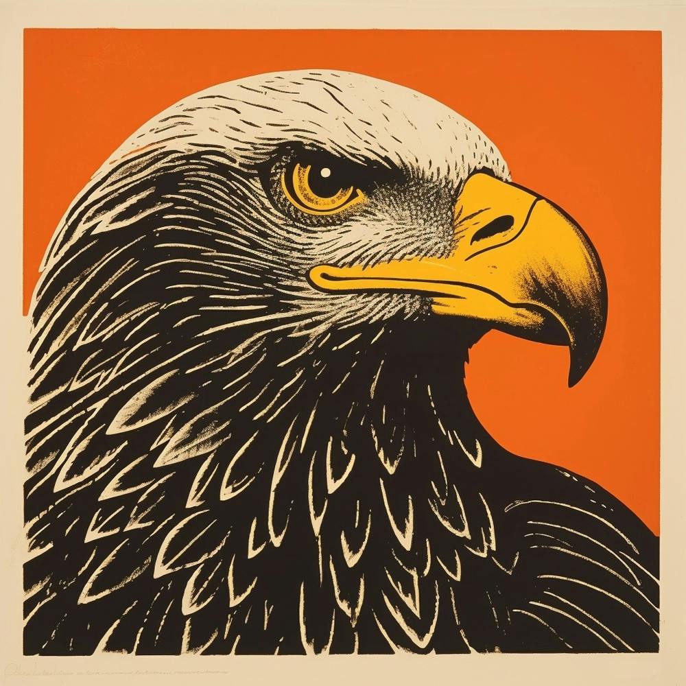 Retro Vogel Lithografie Weißkopfseeadler 2