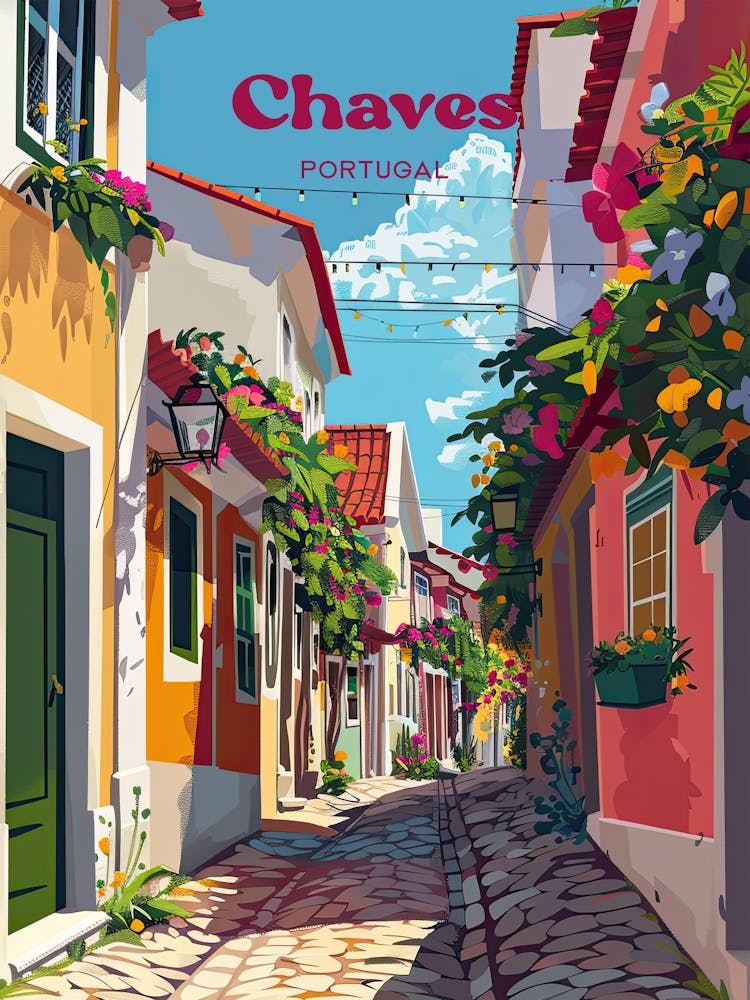 Chaves Portugal Vila Real Digital Travel Illustration