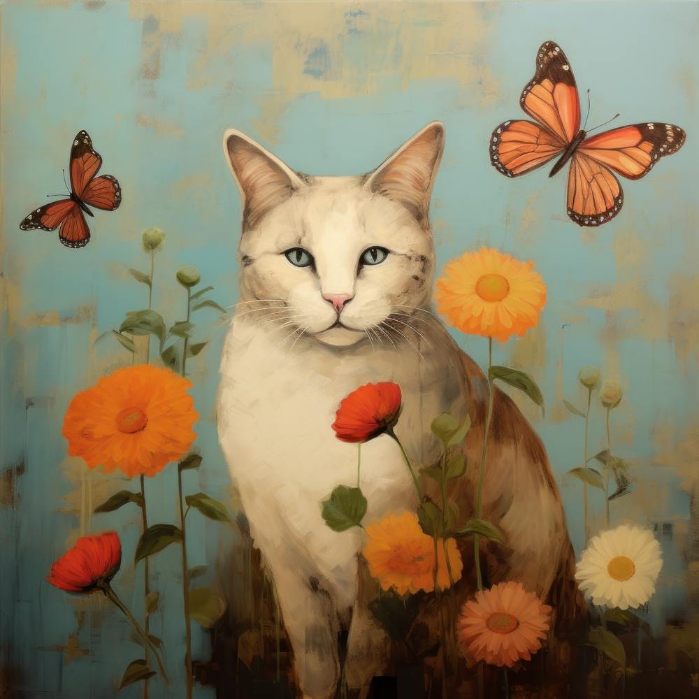 Cat With Butterflies