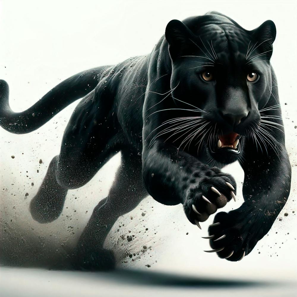 Panther At Full Speed Long Shot White Background 2
