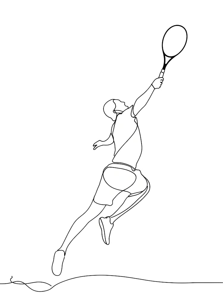 Continuous Line Drawing Of Tennis Player 1