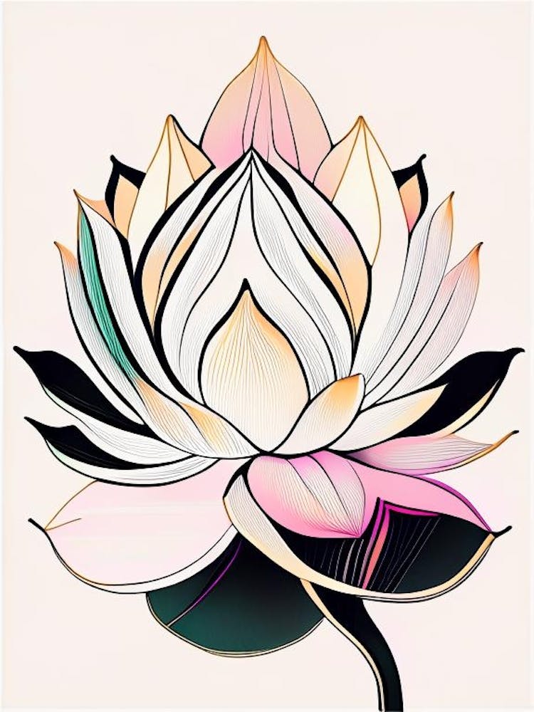Lotus Flower Pattern Abstract Line Drawing 2
