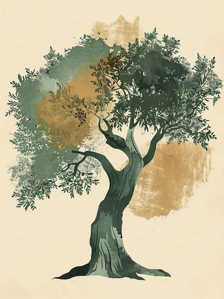 Olive Tree Minimal Japandi Illustration 1