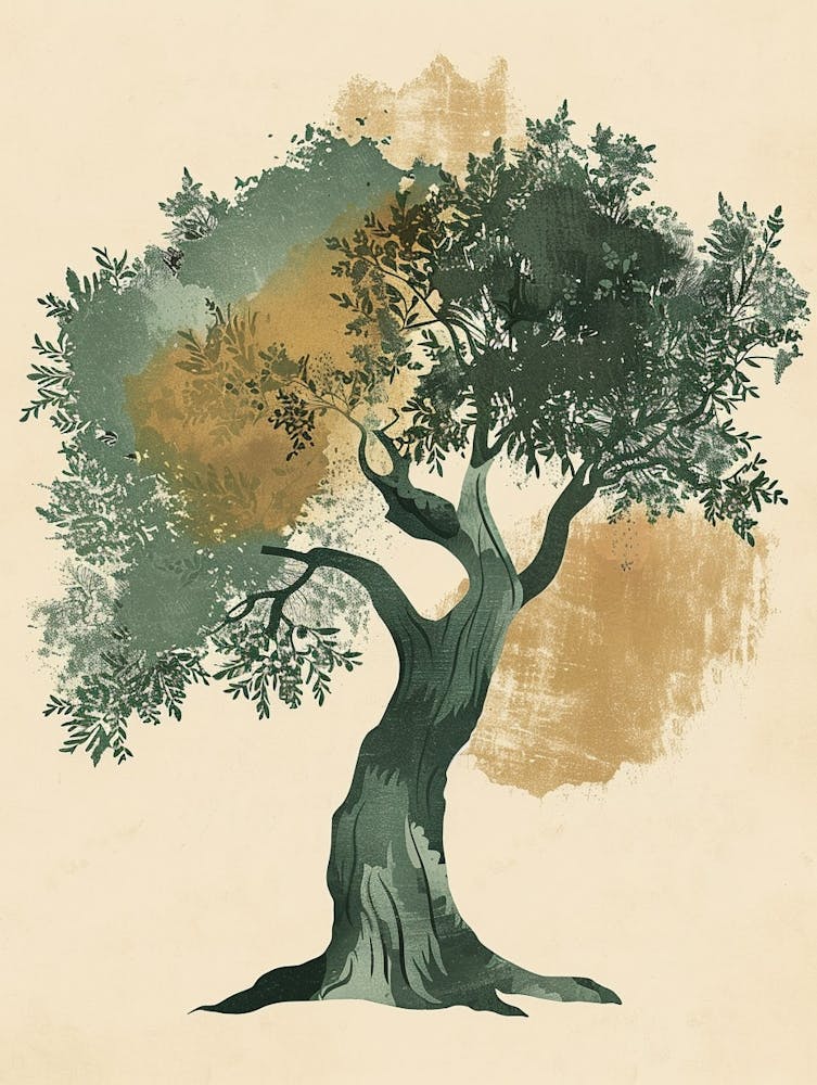 Olive Tree Minimal Japandi Illustration 1
