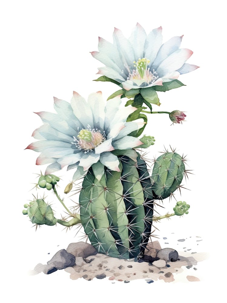 Chamaecereus Silvestrii Cactus Watercolour Drawing 2