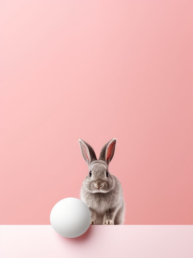 Easter Bunny With Egg On Pink Background