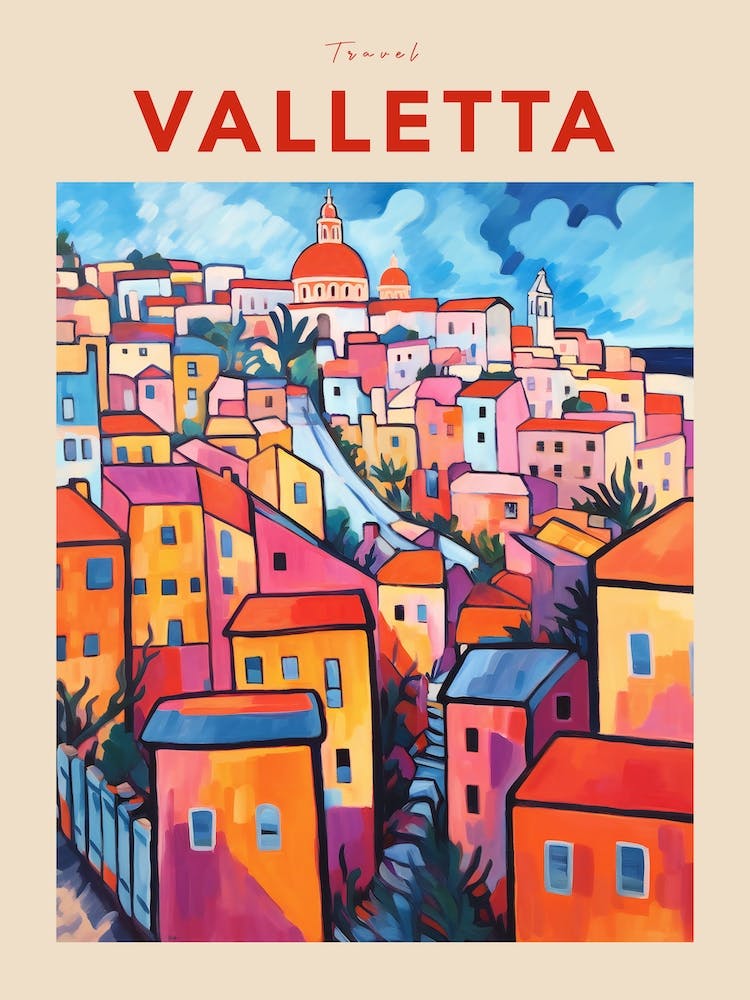 Valletta Malta 3 Fauvist Travel Poster