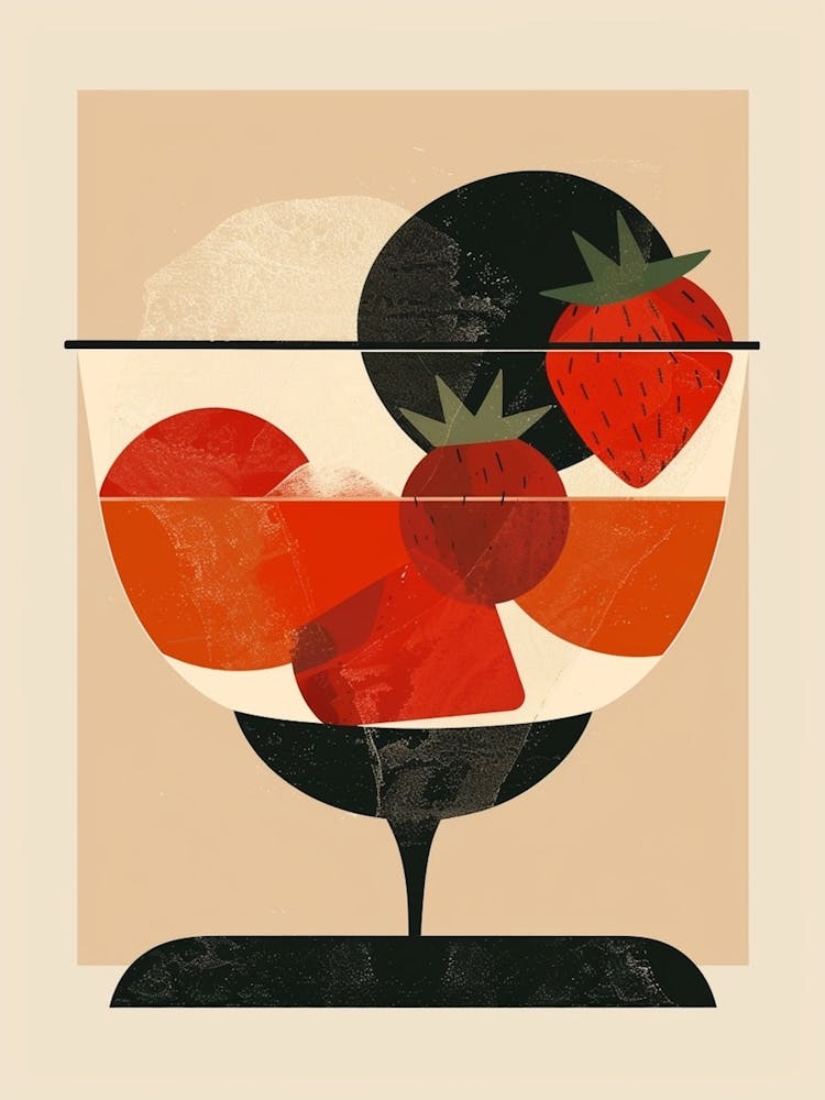 Abstract Geometric Minimalist Strawberry Jelly