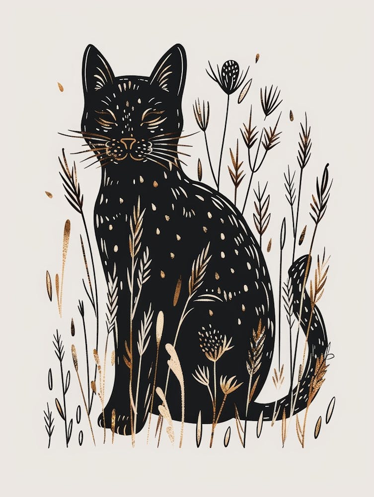 Black Cat In The Grass 1