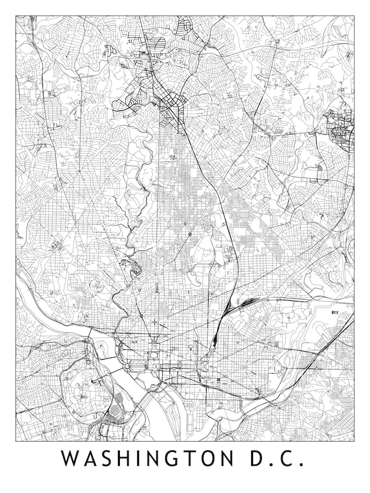 Washington White Map