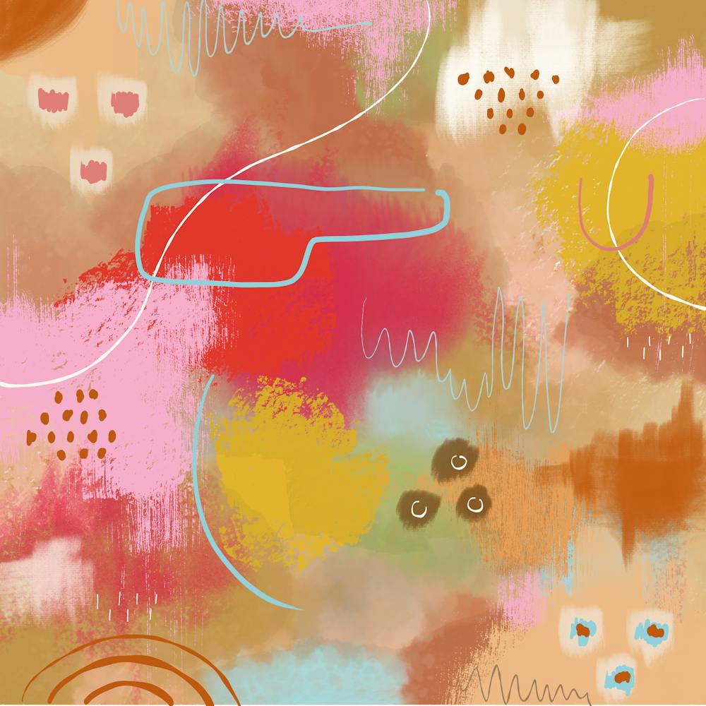 Earth Pink Yellow Boho Abstract