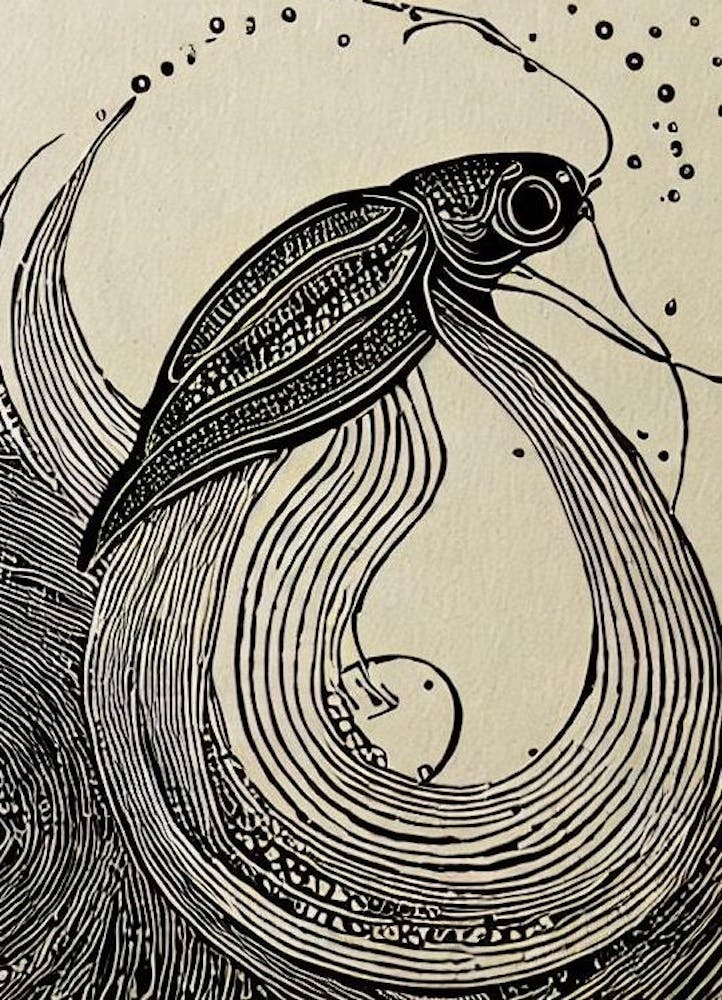 Firefly Squid Linocut