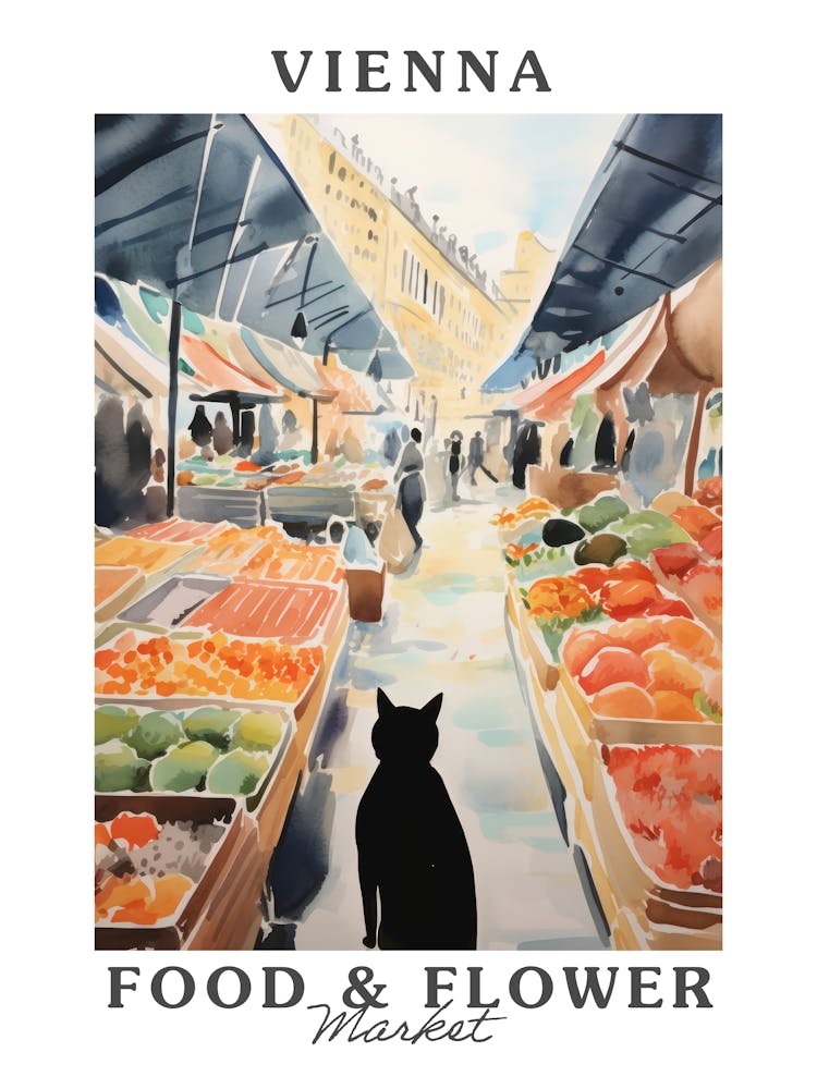 Food Market With Cats In Vienna 7 Poster