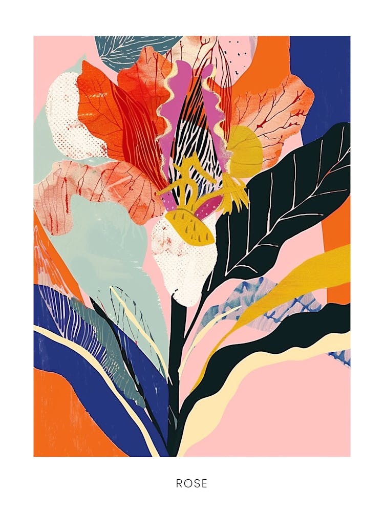 Colourful Flower Illustration Poster Rose 2