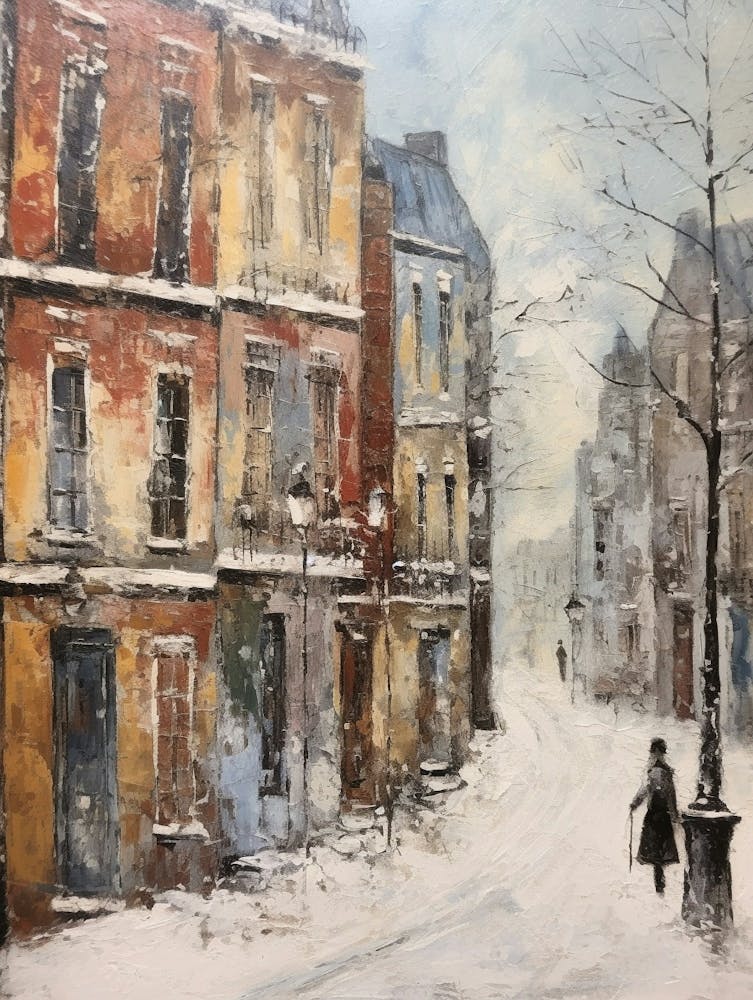 Vintage Winter Painting Copenhagen Denmark 2