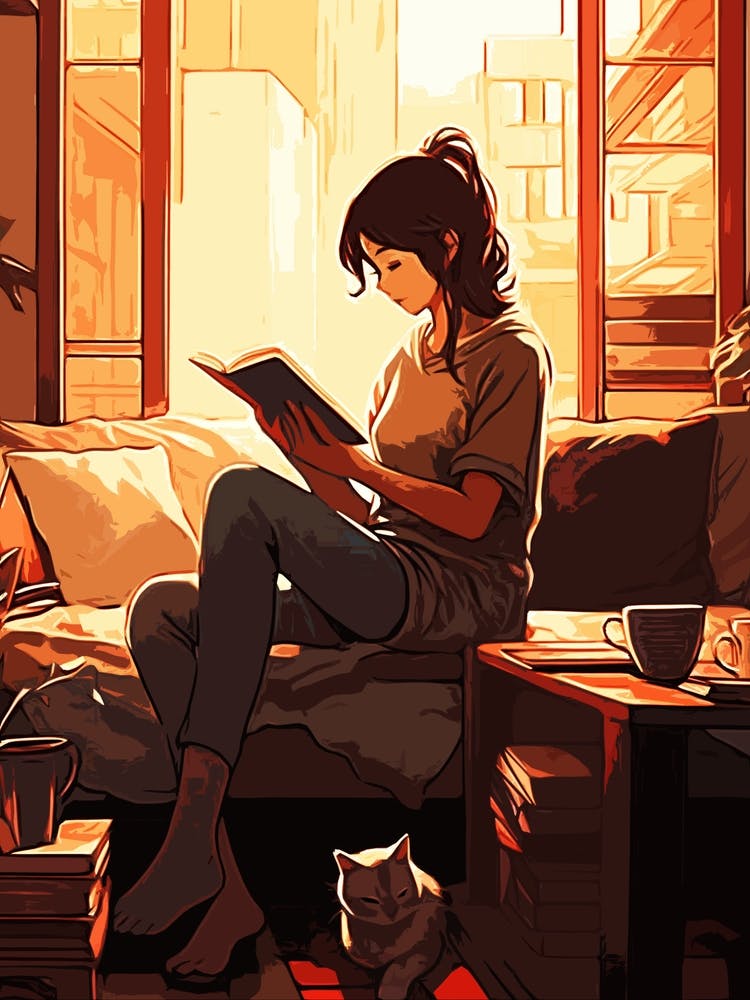 Fille lisant un livre esthétique 1