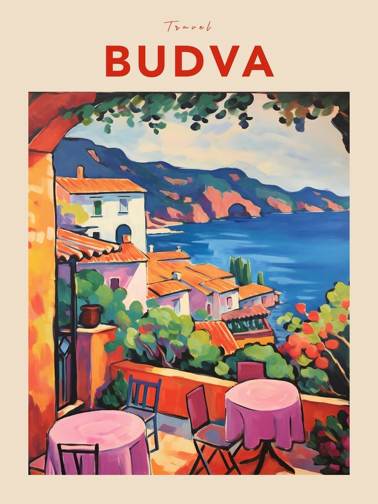 Budva Montenegro 3 Fauvist Travel Poster