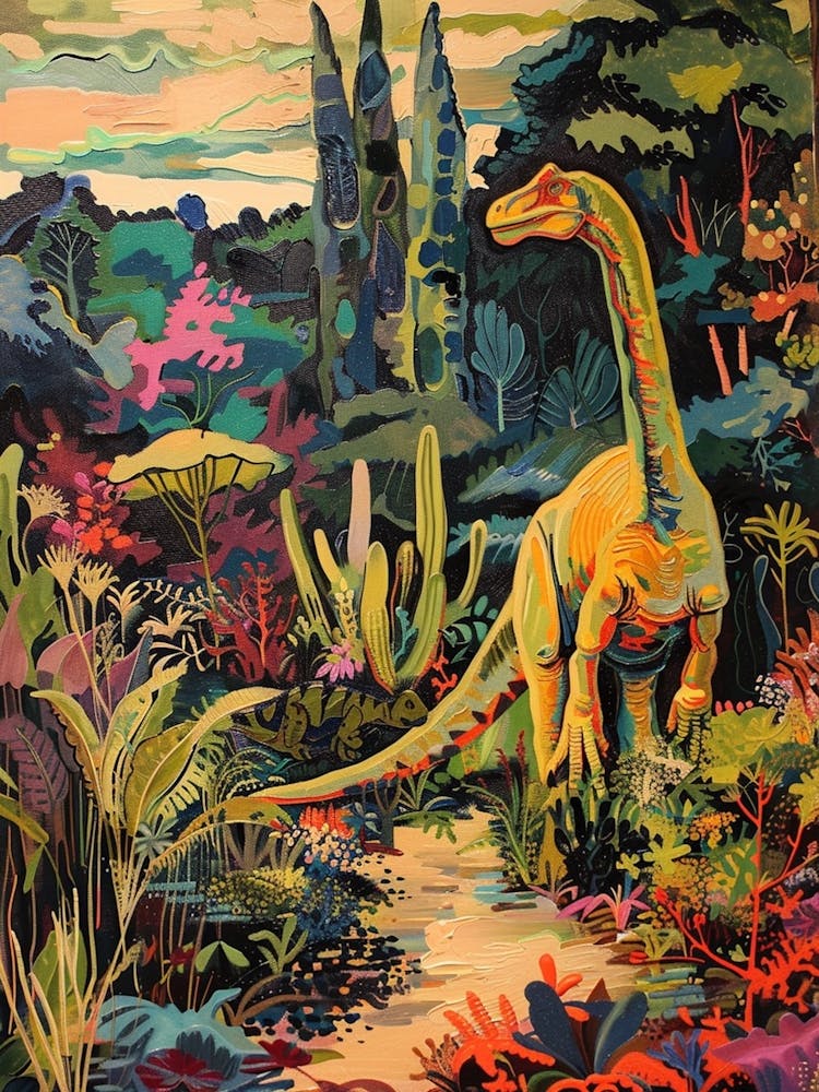 Colourful Dinosaur In The Wild Painting 5