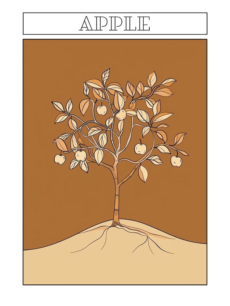 Apple Tree Minimalistic Drawing 4 Poster