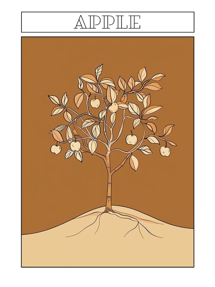 Apple Tree Minimalistic Drawing 4 Poster