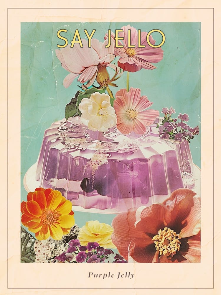 Collage Rétro Desserts Gelée Violette 1 Poster