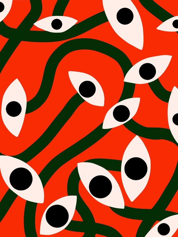 Evil Eyes Blossom In Red