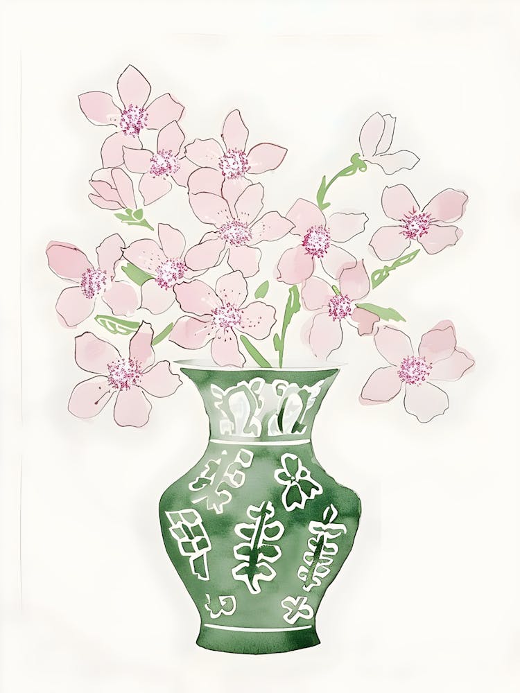 Pink Flowers In A Vase 1