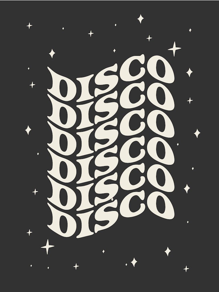 Disco sparkle retro black and cream