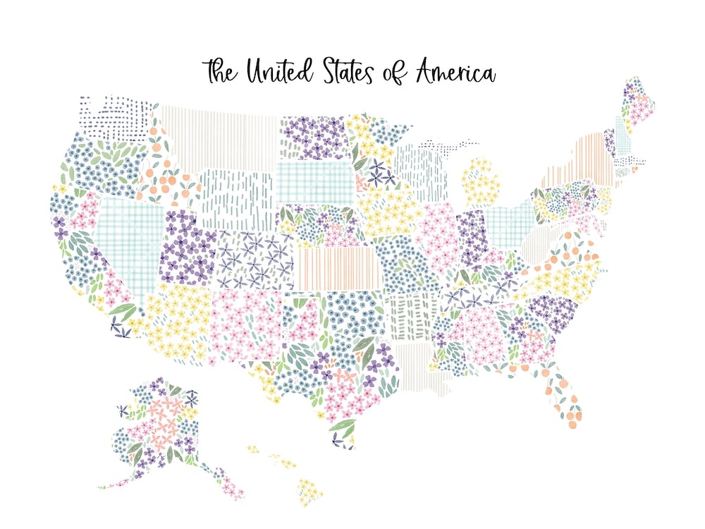 Carte des États-Unis d'Amérique | Fleurs Sauvages