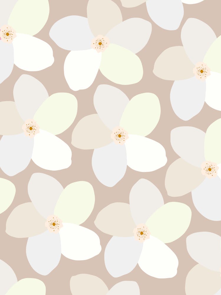 Beige Retro Floral