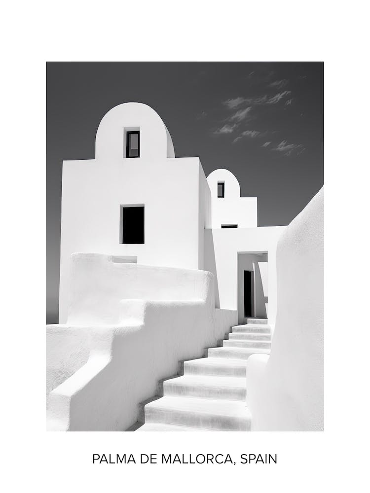 Poster von Santorini, Griechenland, Schwarz-Weiß-Fotografie 2