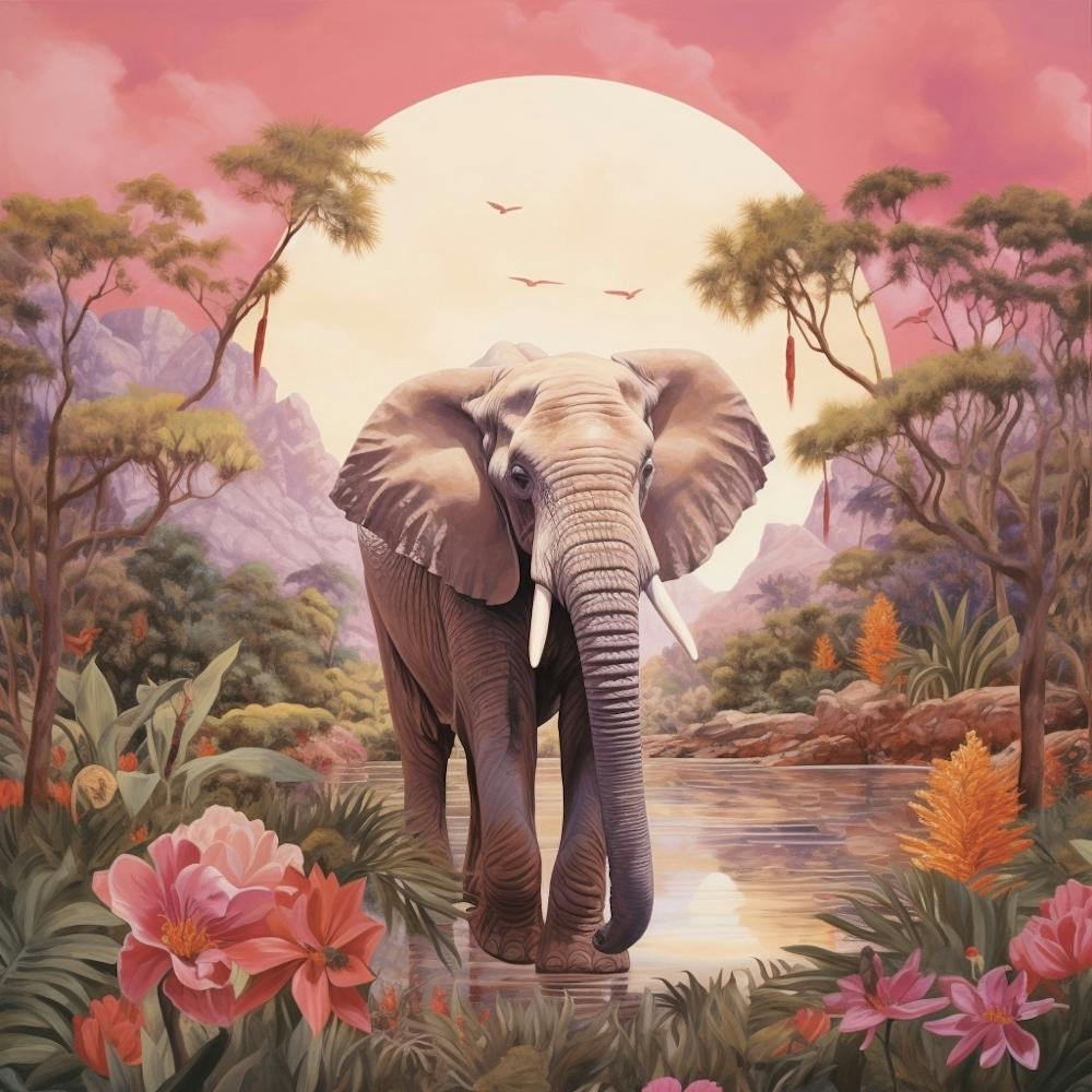 Elefant 1 Rosa Dschungeltier Porträt