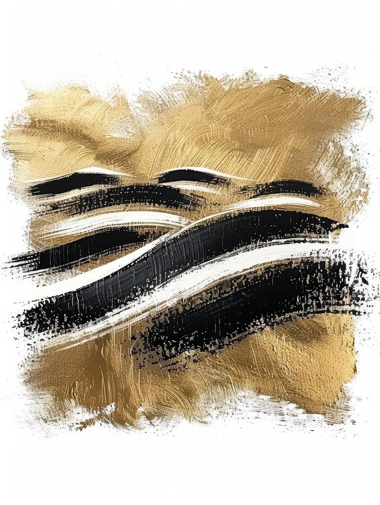 Gold And Black Abstract Painting 12