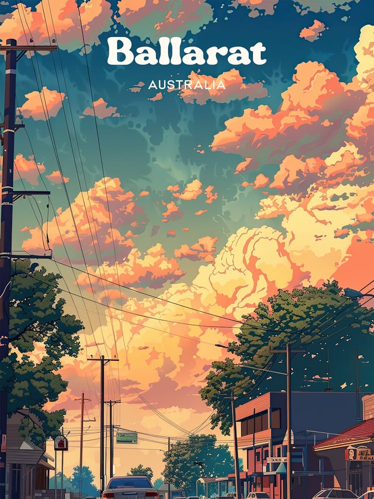 Ballarat Australia Summer Travel Illustration