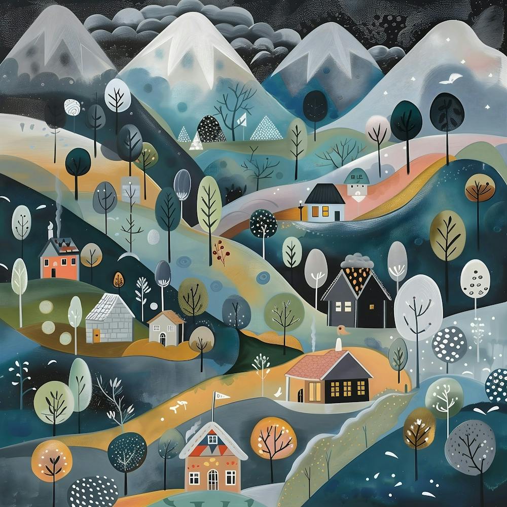 Winter Village and Mountains, Naïve Folk
