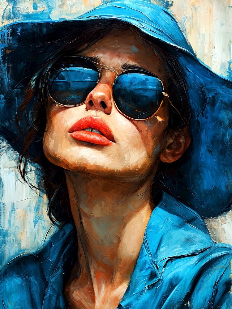 Woman In A Blue Hat painting