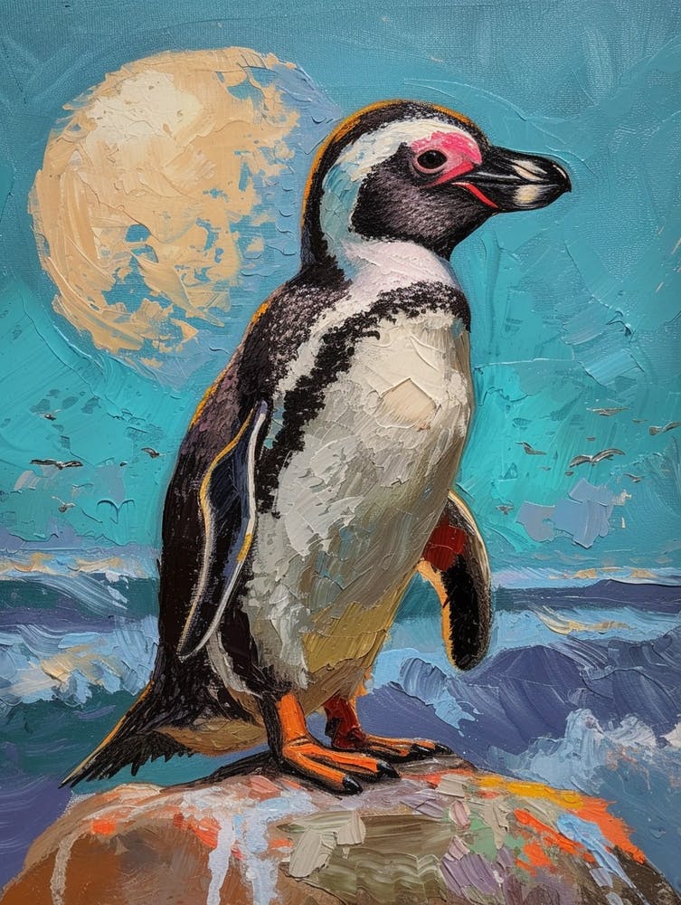 African Penguin Half Moon Island Oil Painting 1