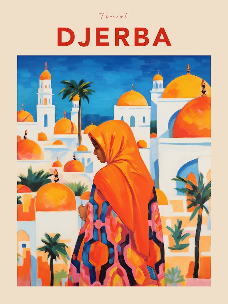 Djerba Tunisia 3 Fauvist Travel Poster